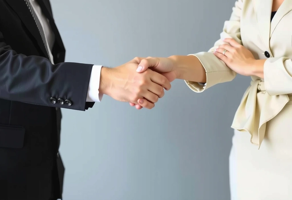 Uomo e donna che firmano un contratto, simbolo di accordo sui termini di servizio.